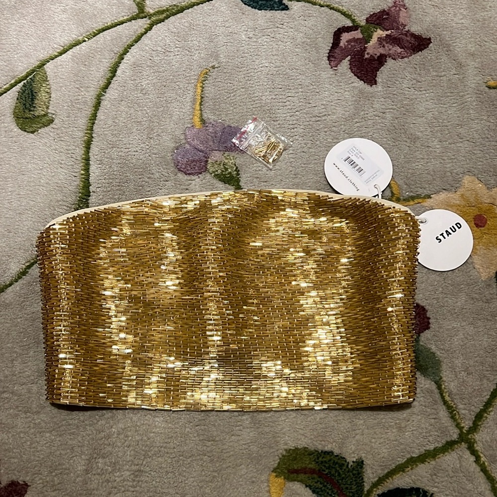 STAUD NYLA BEADED GOLD TOP